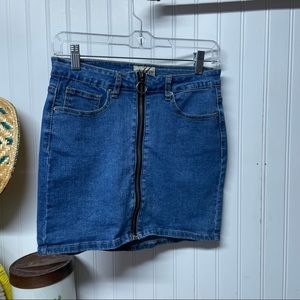 90's Style Demin Circle/Ring  Zip-up Mini Skirt Size Small